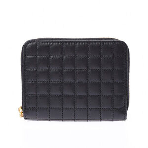 Celine Compact Zipped Wallet Quilted Black Calfskin Case